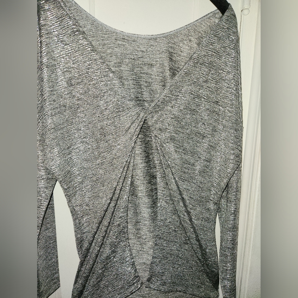 Shimmering Tunic Twist Backless Shirt